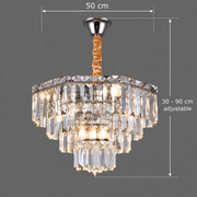 ADAMA krištáľový luster Eleganza, 7x E14, priemer 50 cm, lesklý chróm, nastaviteľná výška
