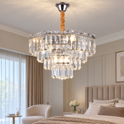 Krištáľový luster ADAMA Nobile, 5x E14, priemer 40 cm, lesklý chróm, nastaviteľná výška
