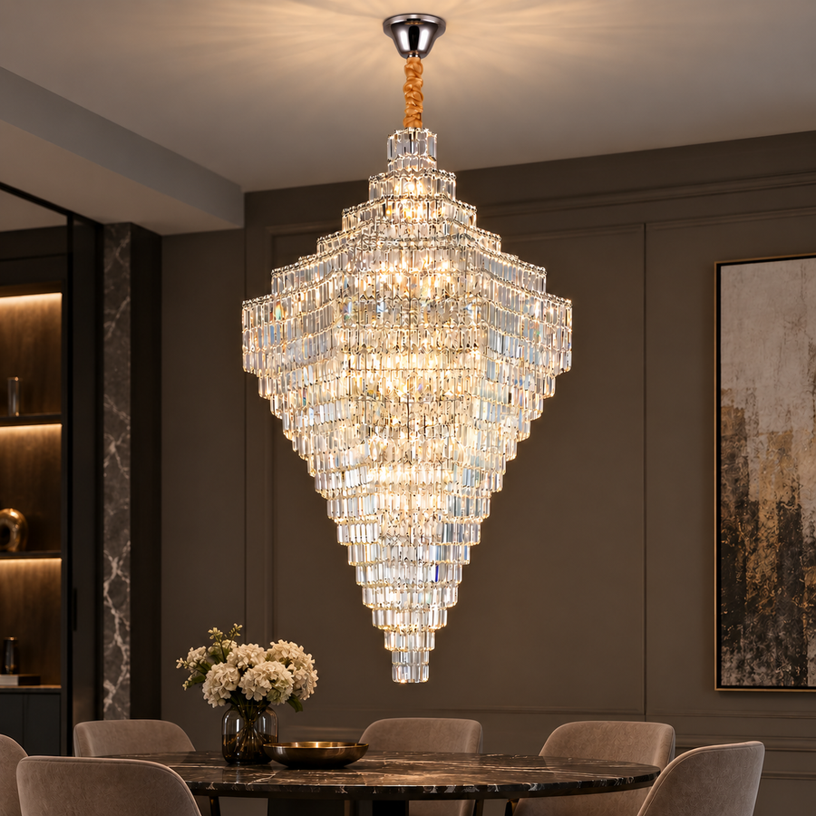 Krištáľový luster ADAMA Titania, 60x E14, priemer 135 cm, lesklý chróm, nastaviteľná výška