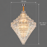 Krištáľový luster ADAMA Titania, 60x E14, priemer 135 cm, lesklý chróm, nastaviteľná výška