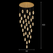 Závesný krištáľový LED luster, Justinian, priemer 60 cm, nastaviteľná výška, zlato, kov a krištáľ