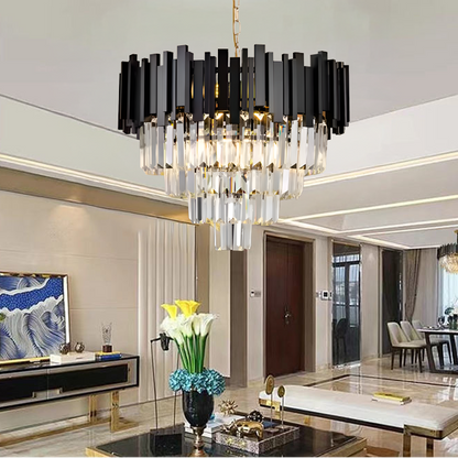 Candelabru Cristal BLOIS Eleganza 8xE14, Diametru 50cm, Negru, Inaltime Reglabila Candelabre Cristal Default Title Alessandro Design