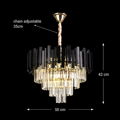 Krištáľový luster BLOIS Eleganza 8xE14, priemer 49 cm, čierny, nastaviteľná výška