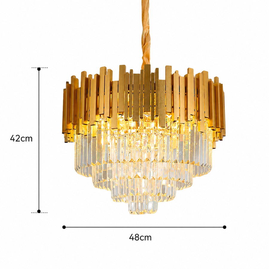 Krištáľový luster BLOIS Eleganza, Priemer 49cm, 8x E14, Lesklý zlatý, Nastaviteľná výška