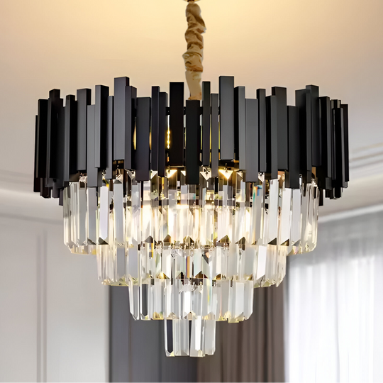 Krištáľový luster BLOIS Nobile 5xE14, priemer 40 cm, čierny, nastaviteľná výška Krištáľové lustre Predvolený názov Alessandro Design