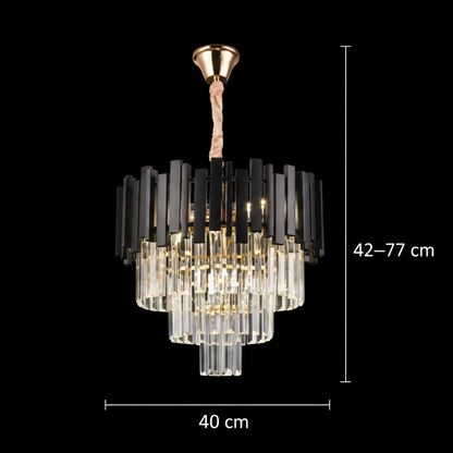 Crystal Luster Blois Noble 4xE14, priemer 40 cm, čierna, nastaviteľná výška