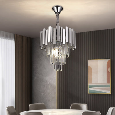 Crystal blois petito 3xe14 luster, priemer 30 cm, striebro, nastaviteľná výška
