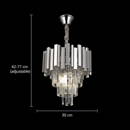 Crystal blois petito 3xe14 luster, priemer 30 cm, striebro, nastaviteľná výška