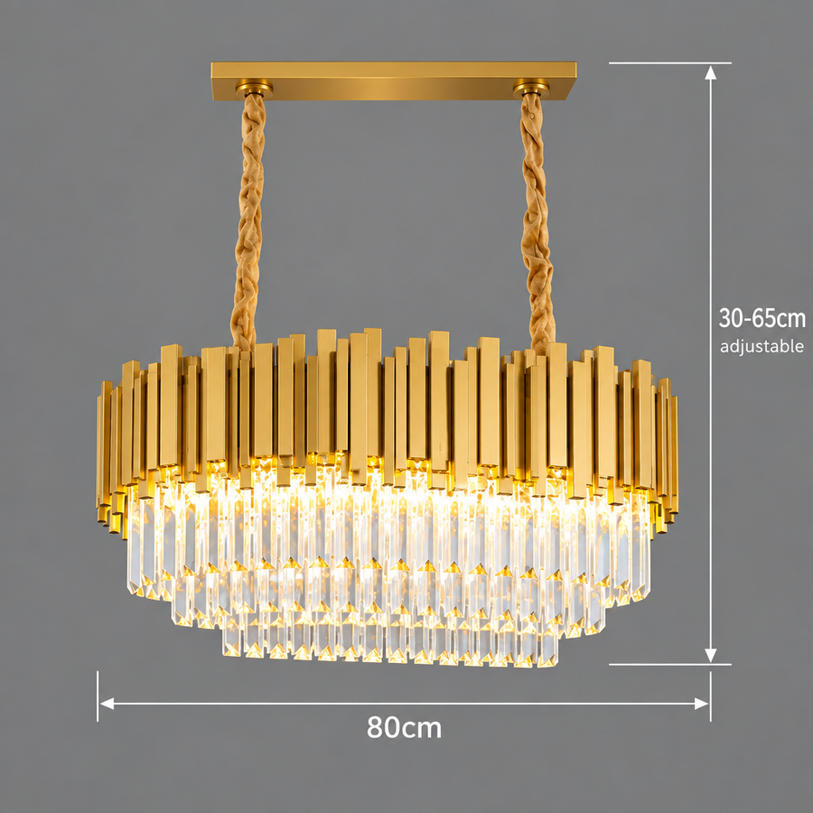 Krištáľový luster BLOIS Regalis 10xE14, priemer 80cm, zlatý, nastaviteľná výška