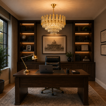Krištáľový luster BUCKINGHAM Elegance 8x E14, priemer 49 cm, lesklý zlatý, nastaviteľná výška