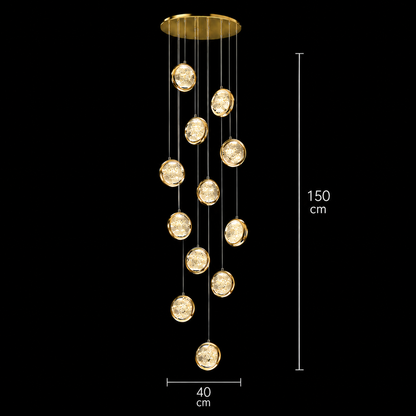 Závesný krištáľový LED luster, Justinian, priemer 60 cm, nastaviteľná výška, zlato, kov a krištáľ