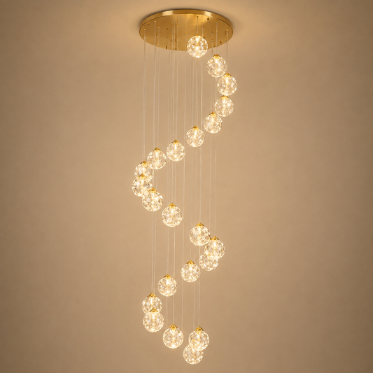 Krištáľový LED luster KILKENNY Culmino, 144W, neutrálne svetlo, priemer 60 cm, zlatý