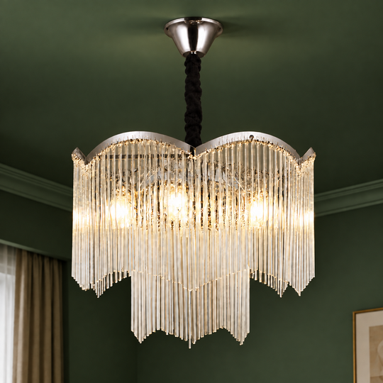 MEKELLE Magno krištáľový luster, 10x E14, priemer 60 cm, kov a krištáľ, lesklý chróm, nastaviteľná výška