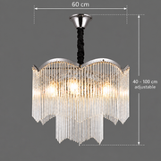 MEKELLE Magno krištáľový luster, 10x E14, priemer 60 cm, kov a krištáľ, lesklý chróm, nastaviteľná výška