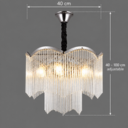 MEKELLE Nobile krištáľový luster, 6x E14, priemer 40 cm, kov a krištáľ, lesklý chróm, nastaviteľná výška