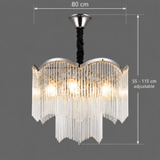 MEKELLE Regalis krištáľový luster, 18x E14, priemer 80 cm, kov a krištáľ, lesklý chróm, nastaviteľná výška