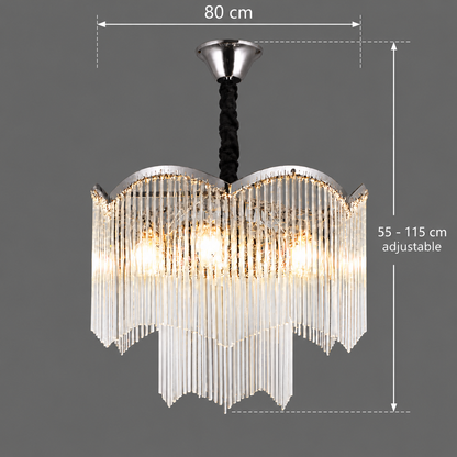 MEKELLE Regalis krištáľový luster, 18x E14, priemer 80 cm, kov a krištáľ, lesklý chróm, nastaviteľná výška
