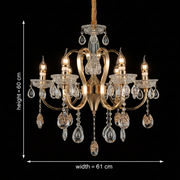 Candelabru Cristal PSE Magno, 6xE14, D61cm, Inaltime Reglabila, Metal si Cristal, Auriu