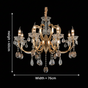 Candelabru Cristal PSE Regalis, 8xE14, D76cm, Inaltime Reglabila, Metal si Cristal, Auriu