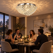 Candelabru Cristal QEQERTARSUAQ Magno, 9x E14, Diametru 60cm, Metal si Cristal, Crom Lucios