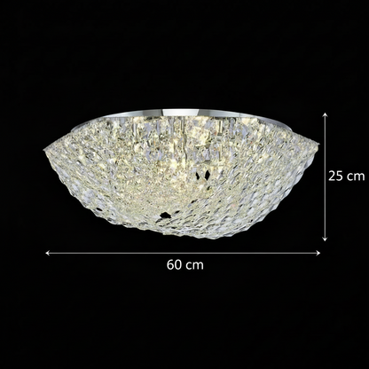 Candelabru Cristal QEQERTARSUAQ Magno, 9x E14, Diametru 60cm, Metal si Cristal, Crom Lucios