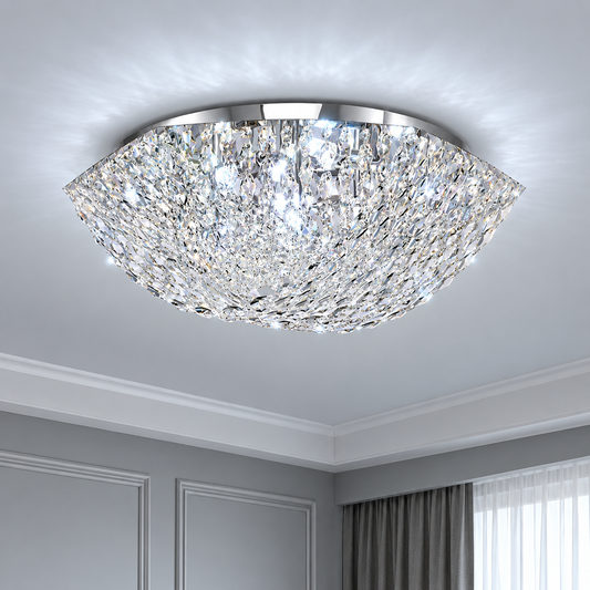 Candelabru Cristal QEQERTARSUAQ Nobile, 5x E14, Diametru 40cm, Metal si Cristal, Crom Lucios