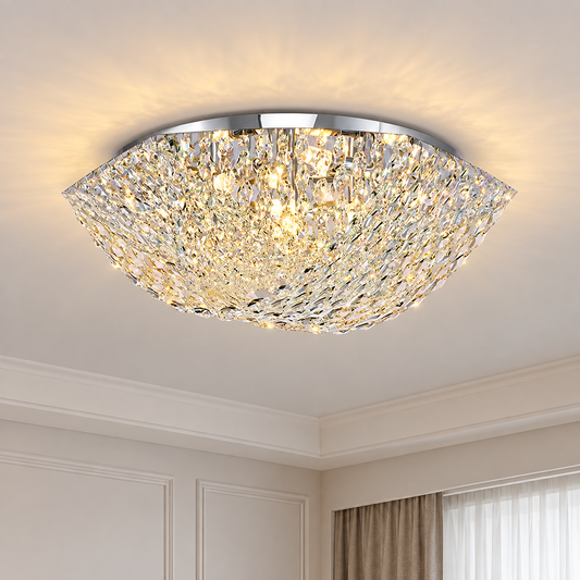 Candelabru Cristal QEQERTARSUAQ Regalis, 12x E14, Diametru 80cm, Metal si Cristal, Crom Lucios