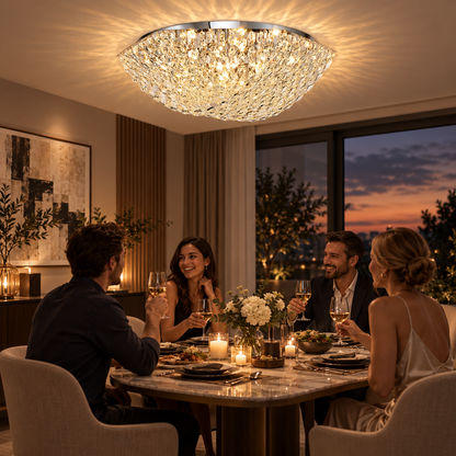 Candelabru Cristal QEQERTARSUAQ Regalis, 12x E14, Diametru 80cm, Metal si Cristal, Crom Lucios