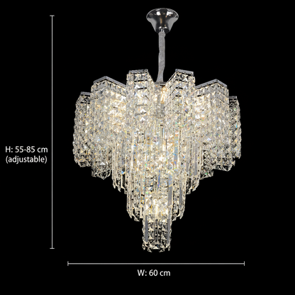 Krištáľový luster TAGISH Magno 16xE14, priemer 60cm, kov a krištáľ, lesklý chróm, nastaviteľná výška