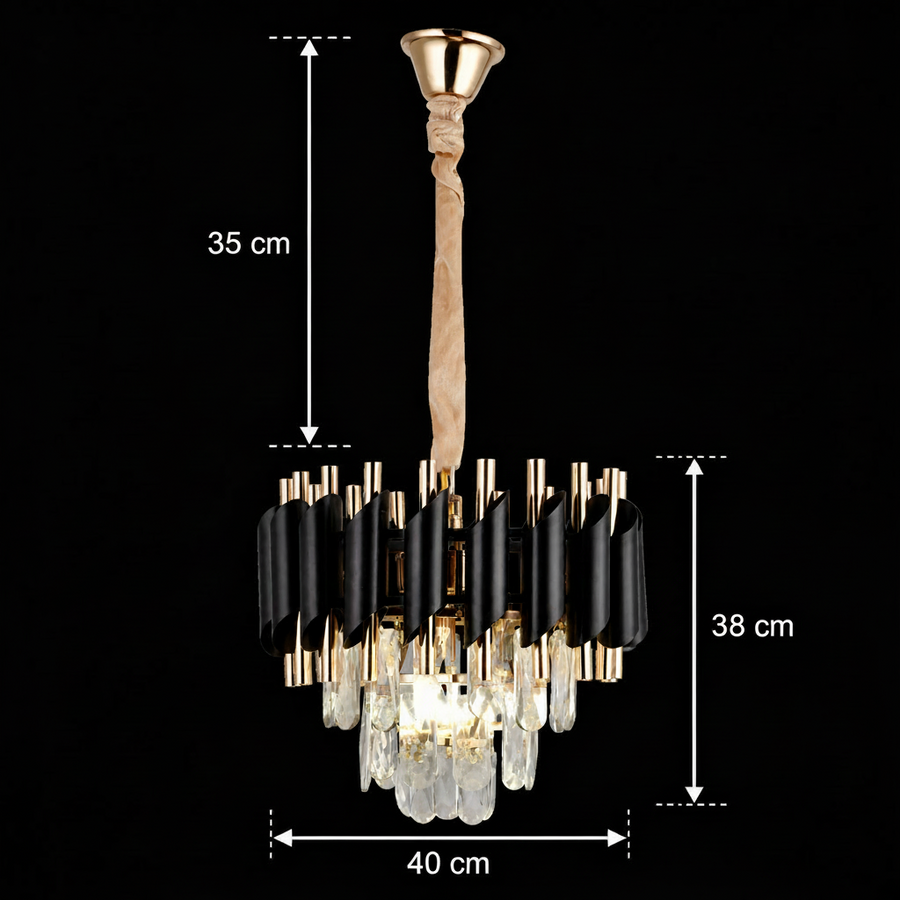 Nobile VERSAILLES krištáľový luster 5xE14, priemer 40 cm, lesklý zlatý a čierny