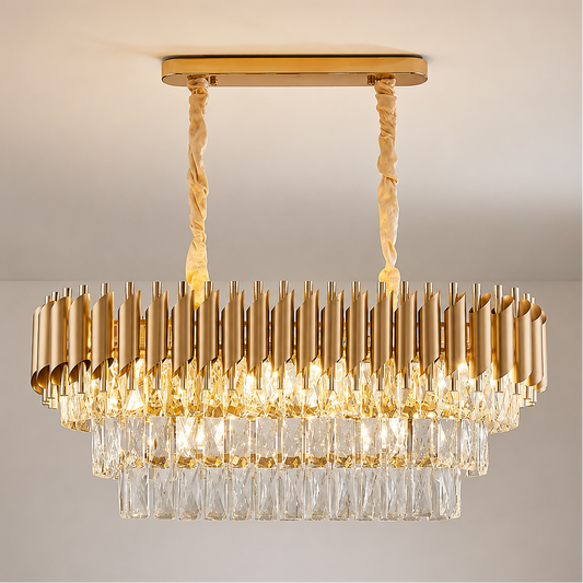 Krištáľový luster VERSAILLES Regalis 10xE14, Priemer 80cm, Zlatý, Nastaviteľná výška