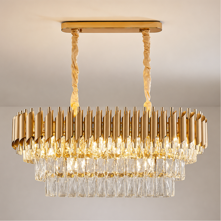 Krištáľový luster VERSAILLES Regalis 10xE14, Priemer 80cm, Zlatý, Nastaviteľná výška