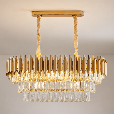 Krištáľový luster VERSAILLES Regalis 10xE14, Priemer 80cm, Zlatý, Nastaviteľná výška