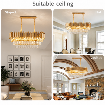 Krištáľový luster VERSAILLES Regalis 10xE14, Priemer 80cm, Zlatý, Nastaviteľná výška