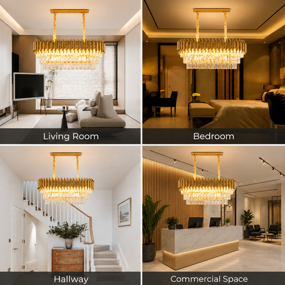 Krištáľový luster VERSAILLES Regalis 10xE14, Priemer 80cm, Zlatý, Nastaviteľná výška