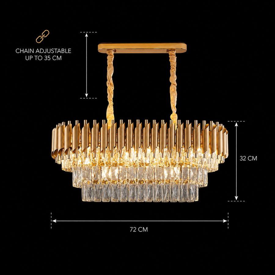 Krištáľový luster VERSAILLES Regalis 10xE14, Priemer 80cm, Zlatý, Nastaviteľná výška