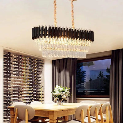 Krištáľový luster VERSAILLES Regalis 10x E14, lesklý zlatý a čierny, nastaviteľná výška
