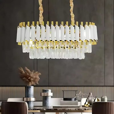 VERSAILLES Regalis krištáľový luster, priemer 80 cm, 10xE14, biely, nastaviteľná výška