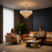 Krištáľový luster VERSAILLES Supremo 12xE14, priemer 80cm, lesklá zlatá a čierna, nastaviteľná výška