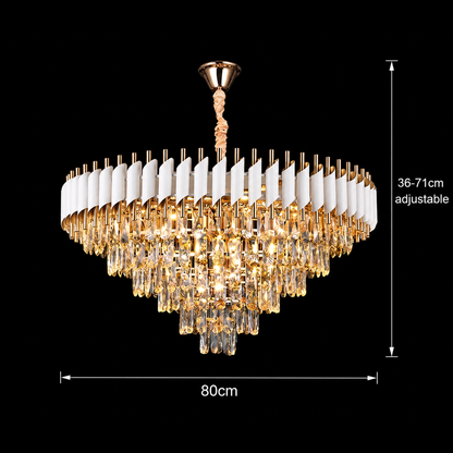 Krištáľový luster VERSAILLES Supremo 12xE14, priemer 80cm, lesklá zlatá a čierna, nastaviteľná výška