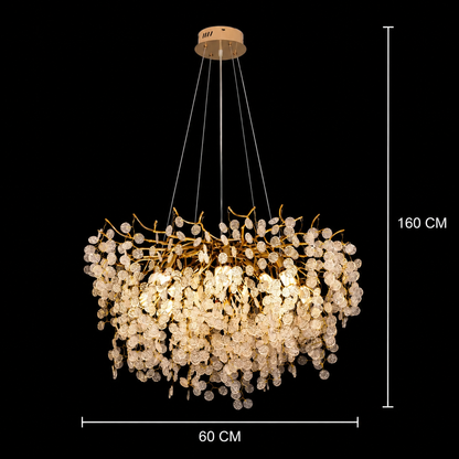 Serenádový krištáľový luster WALTZ, 6xG9, zlatý, 60 cm, nastaviteľná výška