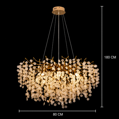 Serenádový krištáľový luster WALTZ, 9xG9, zlatý, 80 cm, nastaviteľná výška