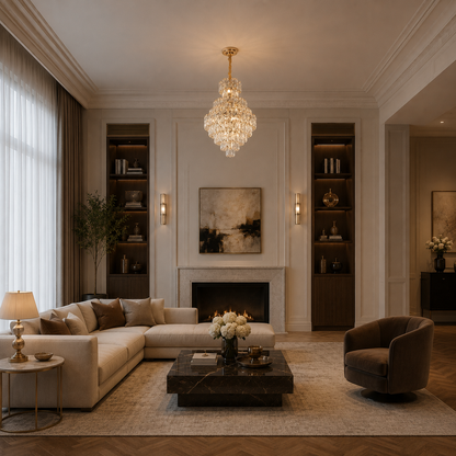 Krištáľový luster WINDSOR Grande Supremo 10xE14, Priemer 60X90cm, Lesklý zlatý, Nastaviteľná výška
