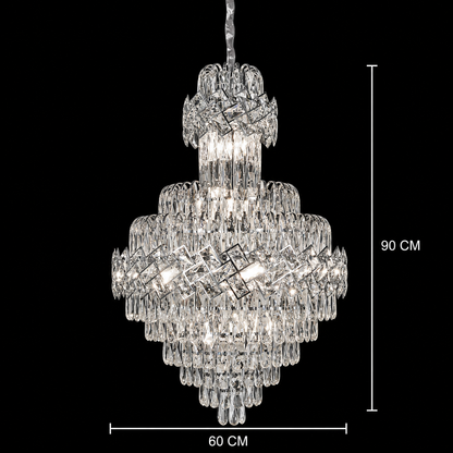 WINDSOR Grande Supremo Krištáľový luster 14xE14, Priemer 60X90cm, Lesklý chróm, Nastaviteľná výška