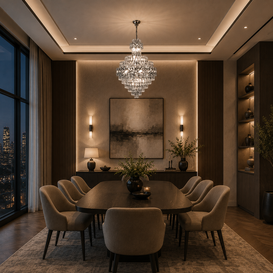 WINDSOR Grande Supremo Krištáľový luster 14xE14, Priemer 60X90cm, Lesklý chróm, Nastaviteľná výška