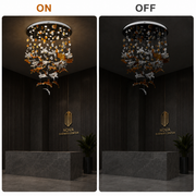 Candelabru LED Cristal ESIK Supremo, 112W, Lumina Rece/Calda/Neutra, Metal si Sticla, Auriu