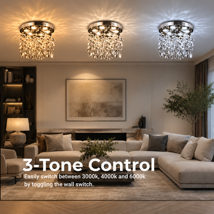 Krištáľový LED luster LLC210/400CH okrúhly, 22W, studené/teplé/neutrálne svetlo, krištáľ, lesklý chróm