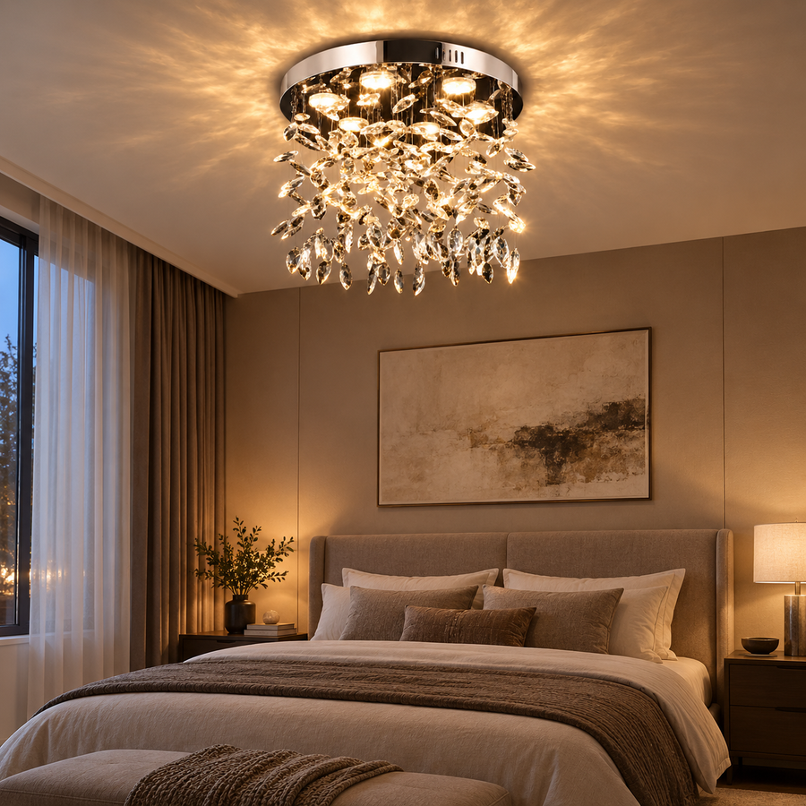 Krištáľový LED luster LLC210/400CH okrúhly, 22W, studené/teplé/neutrálne svetlo, krištáľ, lesklý chróm