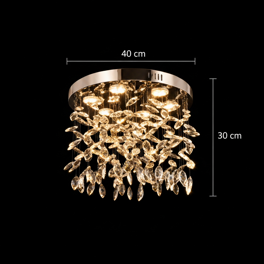 Krištáľový LED luster LLC210/400CH okrúhly, 22W, studené/teplé/neutrálne svetlo, krištáľ, lesklý chróm