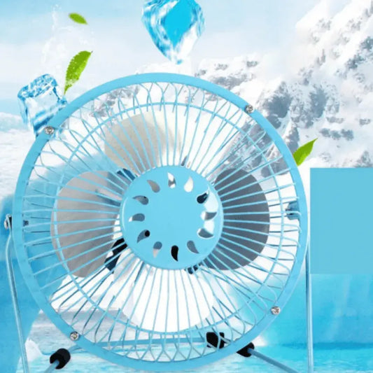 Mini ventilátor s káblom USB, kovový, modrý